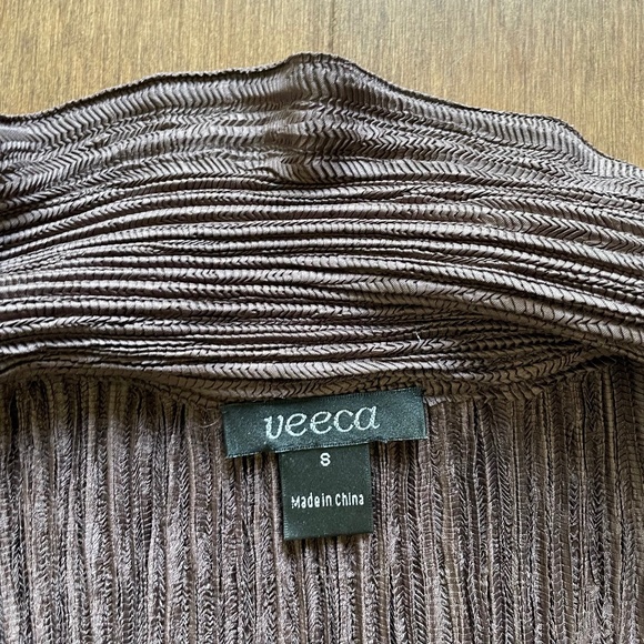 Jacket Tank Set Chocolate Ruffle Glam Crinkle Pleat - Picture 2 of 10